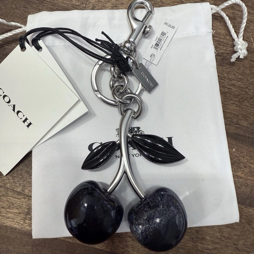 Coach BLACK CHERRY Bag Charm Key Fob - NEW WITH DUST BAG 100% Authentic!